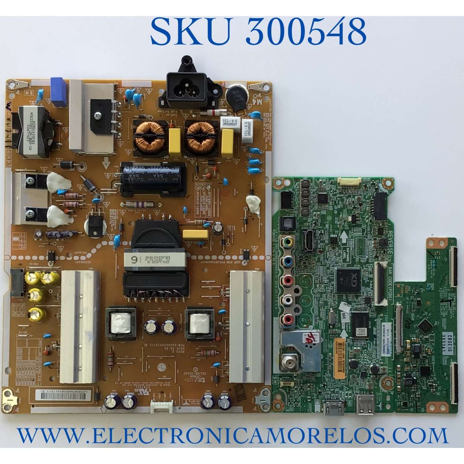 KIT DE TARJETAS PARA TV LG MAIN EBT63439838 / EAX66242603 / T-CON 6871L-3653A / 6870C-0171D / FUENTE EAY6389101 / EAX66203101 / LGP4760RI-15CH2 / PANEL LC550DUE (MG)(A3) / MODELO 55LF6000-UB.BUSCLOR